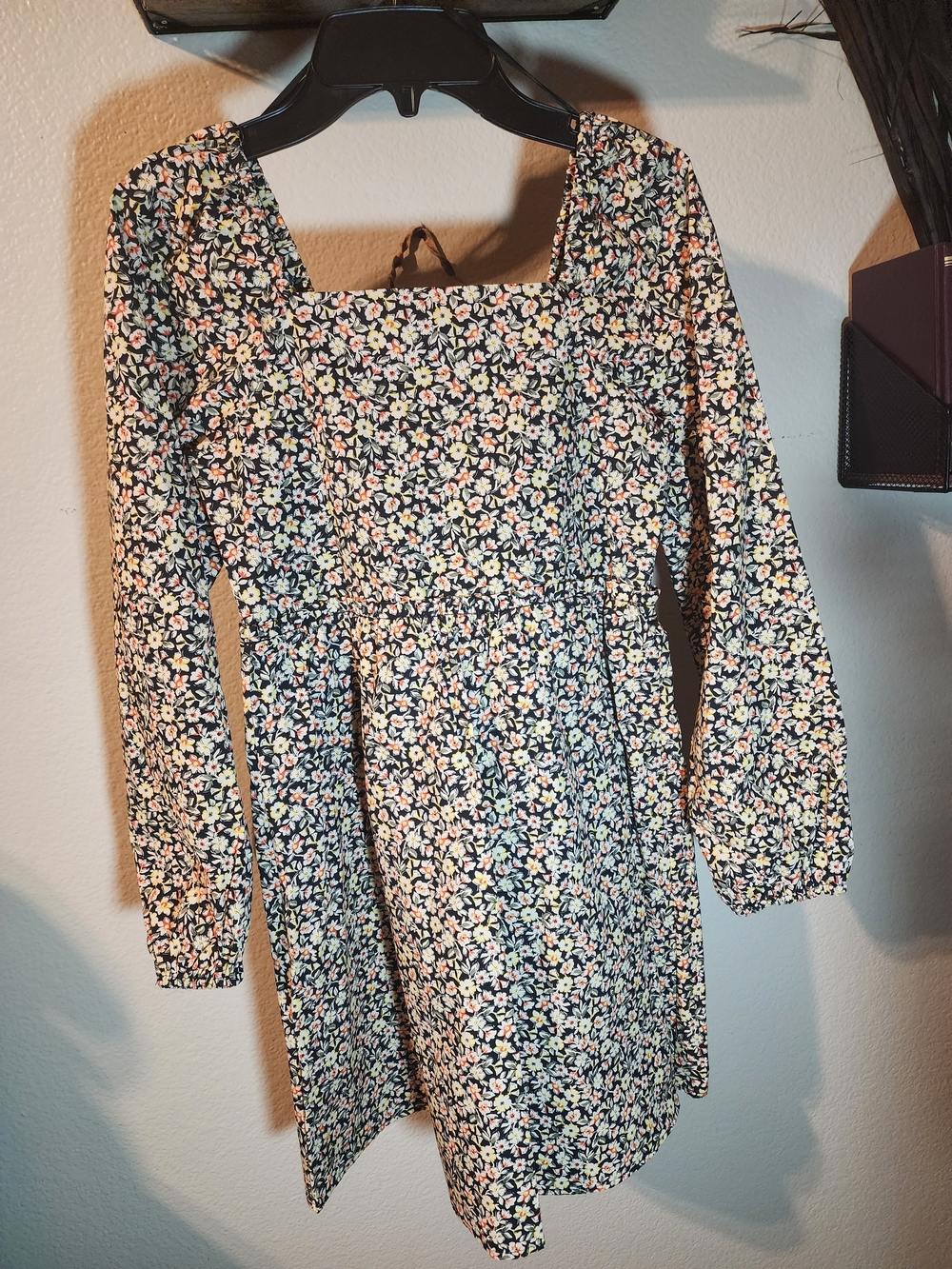Copper Key Girl's Black Floral Long-Sleeve Casual Dress